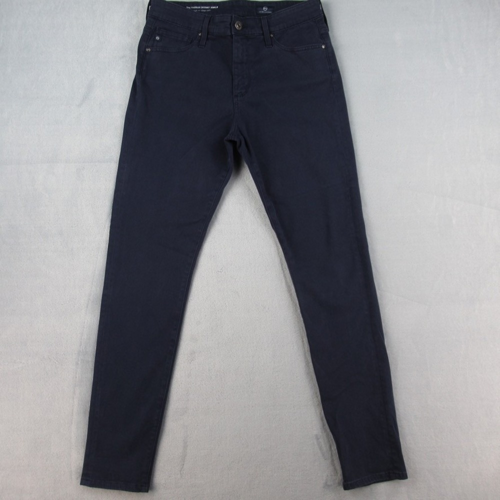 AG Adriano Goldschmied The Farrah Skinny Ankle High‎ Rise Jeans Navy Blue 28R